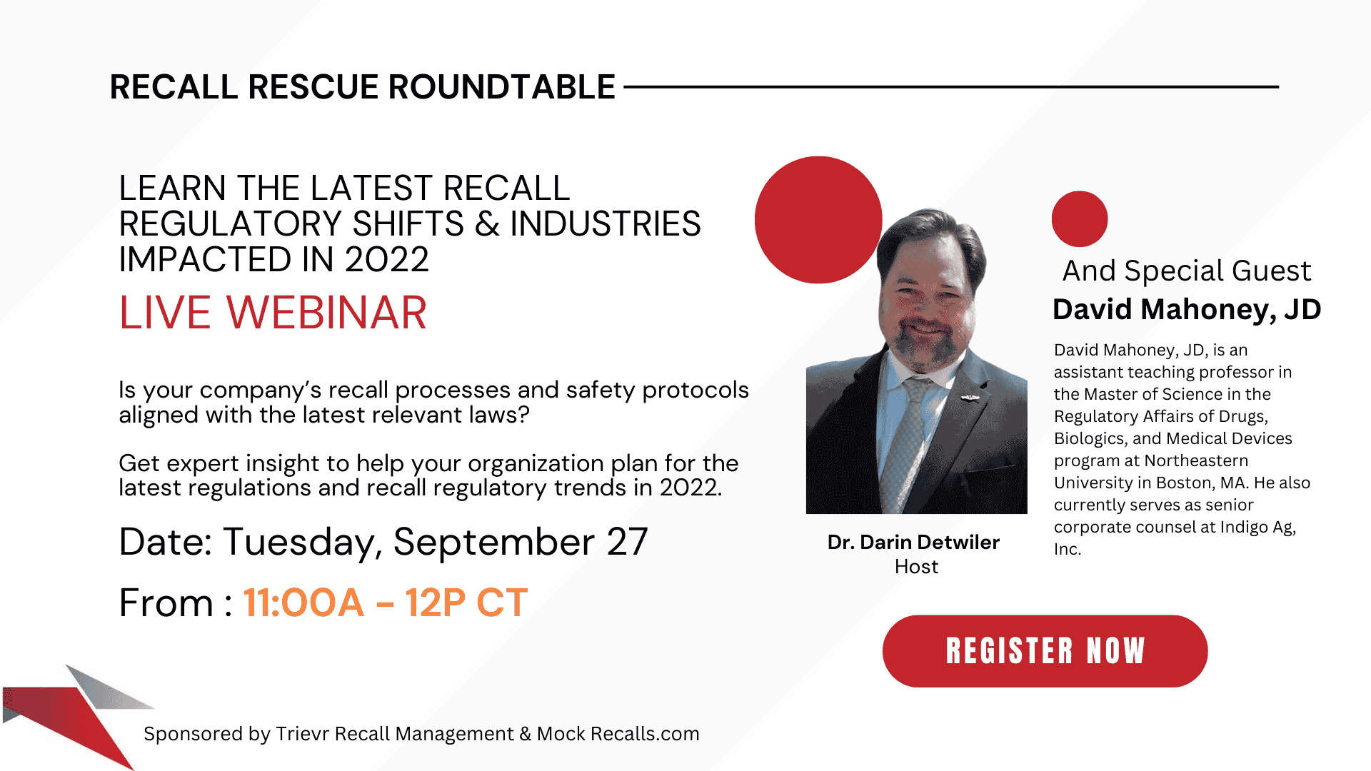 September 27 Webinar Latest recall regulations